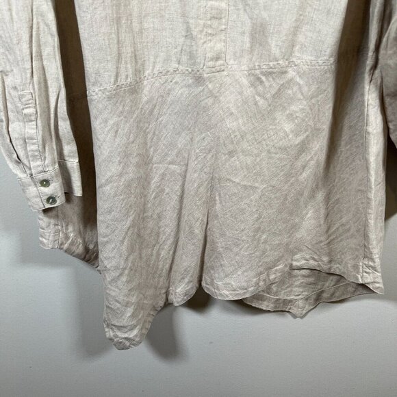 J.Jill Love Linen Popover Tunic Top Size 1X Beige Neutral Lagenlook Minimal - Picture 6 of 9
